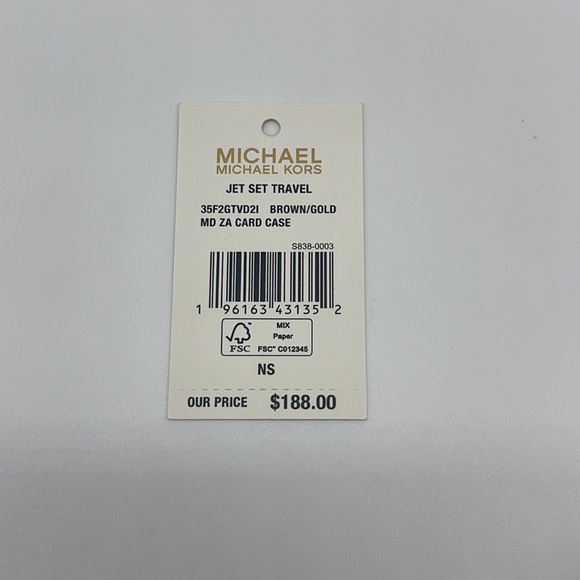 Michael Kors Jet Set Travel MD ZA Card Case Wallet Brown gold MK Signature $188 - Picture 5 of 5